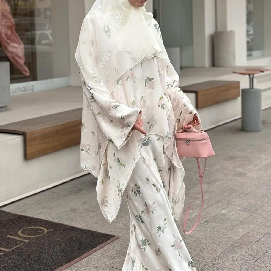 Khimar Set 2 Piece Muslims Women Clothing Jalabiya Shirt Suit Party Eid Ramadan Elegant Kaftan Kebaya Morocco Abaya Dubai Luxury