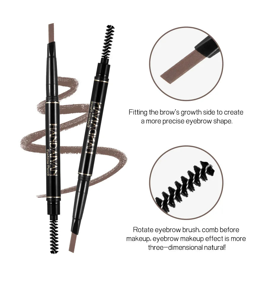 HANDAIYAN Eyebrow Pencil Automatic Rotating Double Head Long Lasting Natural Waterproof 5 Color Triangle Eyebrow Pen Make Up