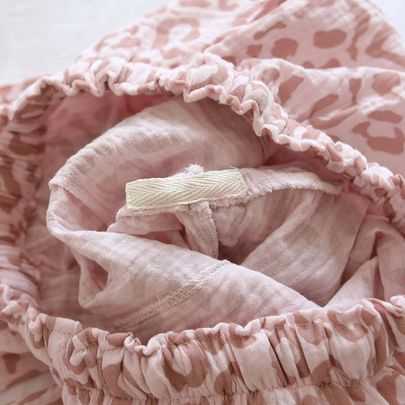 Women's Pure Cotton Pajama Pants Home Pants Double-layer Gauze Elastic Band Loose Casual Pants Cute Strawberry Home Pants 2024