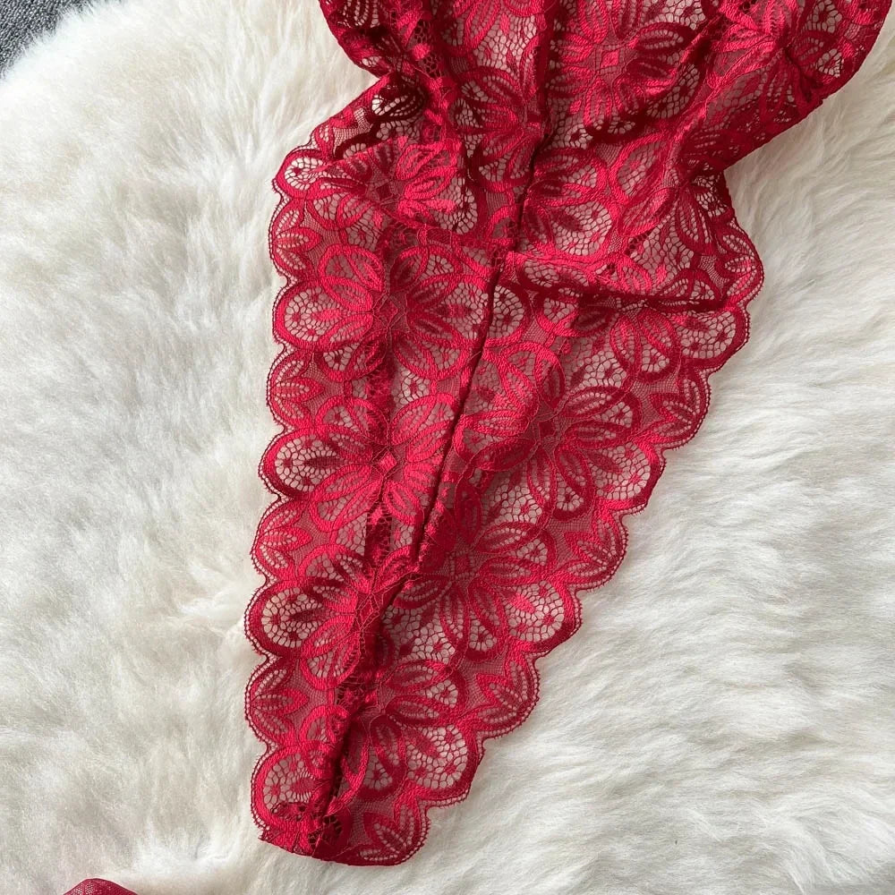 new Women's Multicolour Transpar Sexy Charming Flowing Mesh Long Skirt With Girls V-neck Lace Hollowed out Flower Top Two Pieces