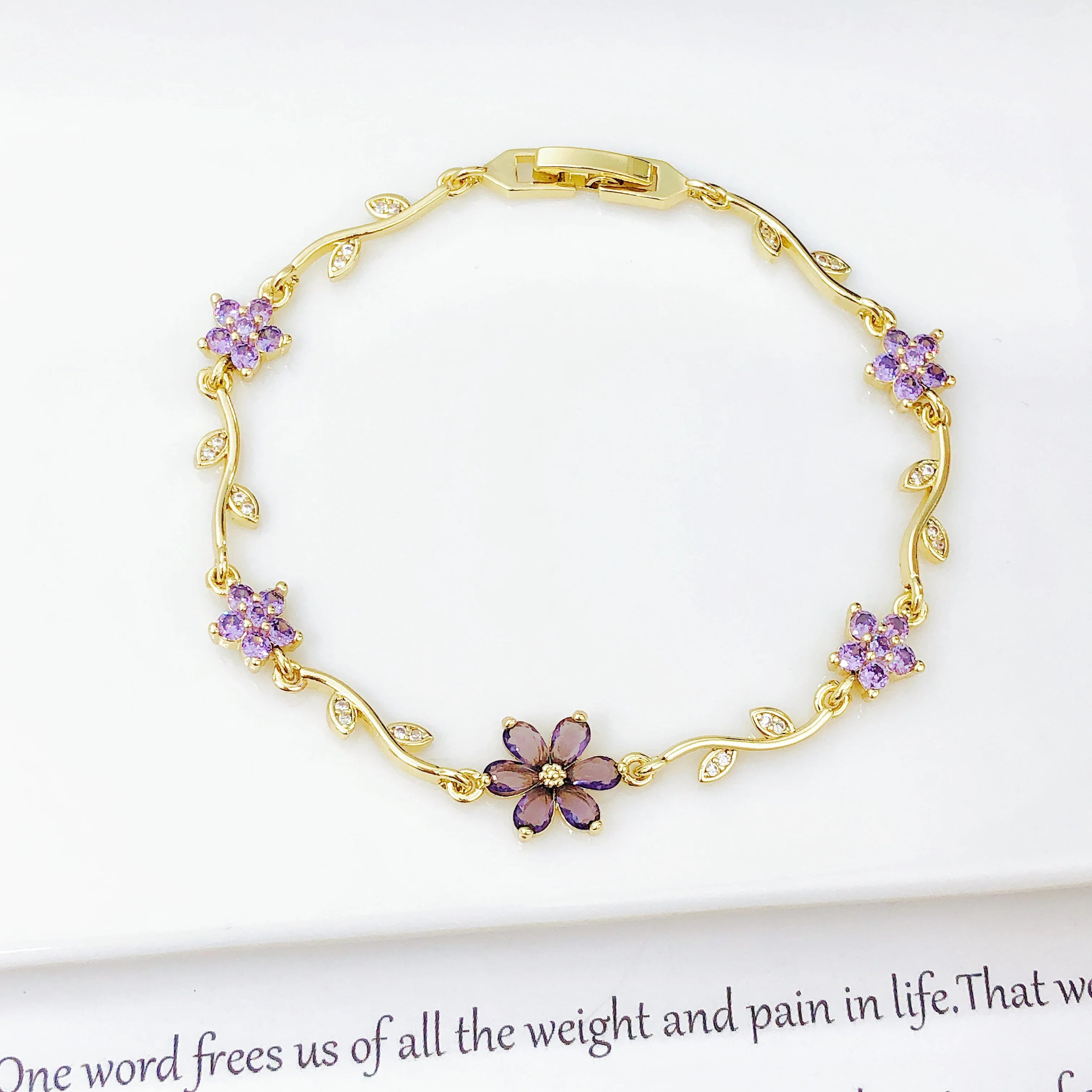 Hot Sale Rhinestone Bowknot Floral Bracelet Gold Plated Crystal Flower Vine Bracelet Fashion Wedding Party Jewelry Gift for Her