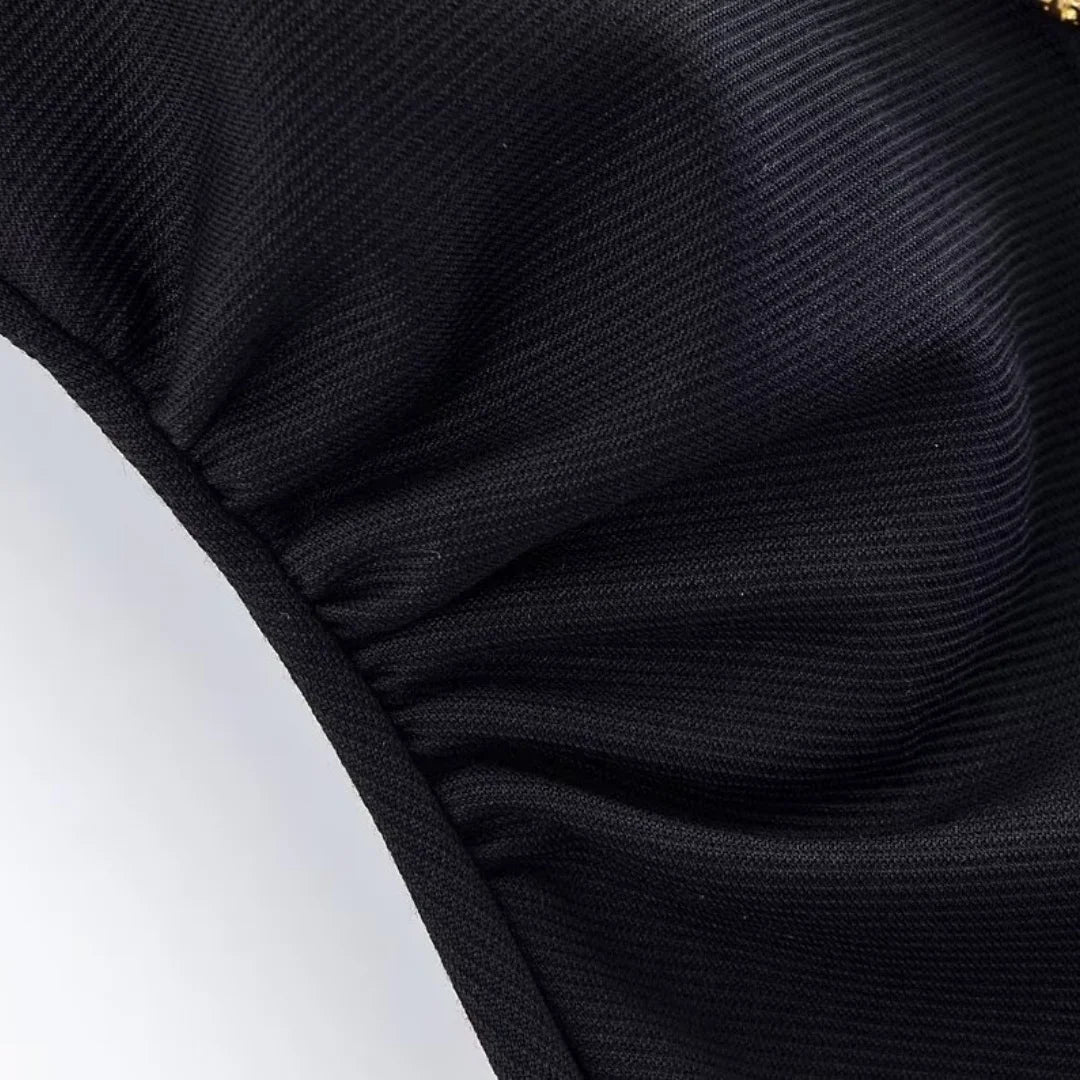 BSAY Dress for Women Fashion Summer New Fold Sleeveless V-neck Single Breasted Midi Dresses French Chic Female Evening Clothing