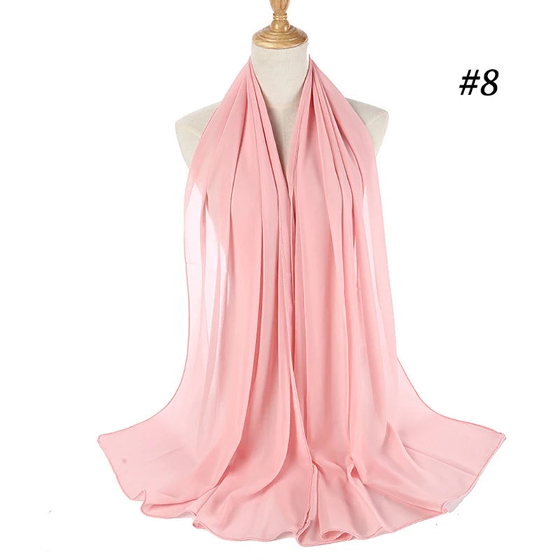 Muslim Chiffon Hijab Women Bubble Chiffon Scarf For Women Ladies Veil Muslim Islam Solid Color Malaysia Musulman Wrap Scarves
