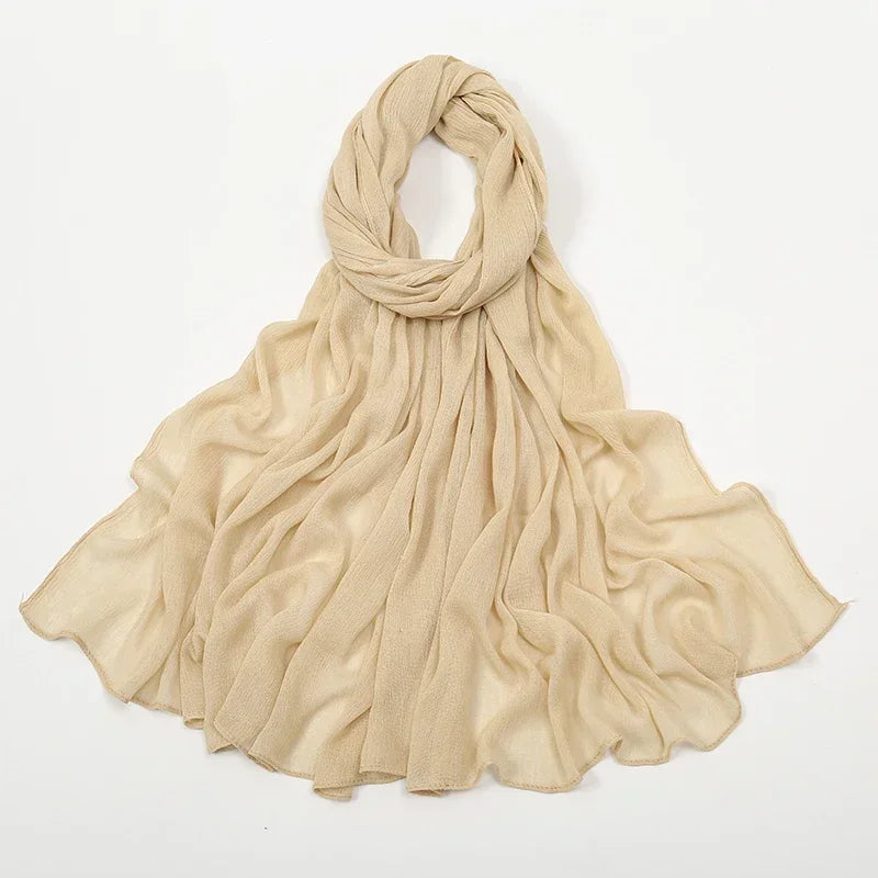 New Crinkle Rayon Hijab Muslim Scarf Women Solid Shawl Big Size Headscarf Islamic Turban Plain Foulard Headband Wrap