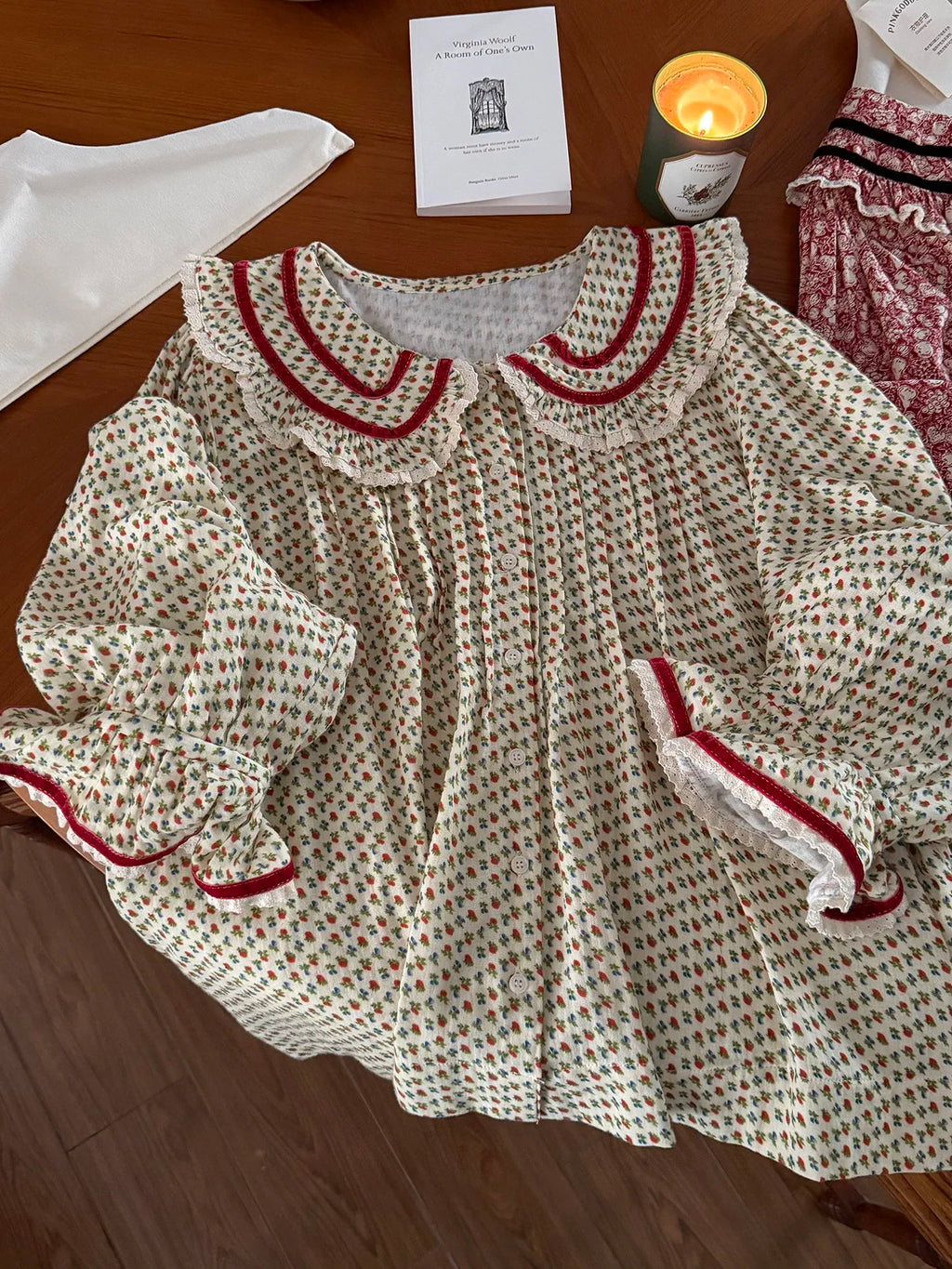 2026 new 100% cotton sweet rose floral printing home wear set princess women loose 2 pieces pajamas sets for spring summer