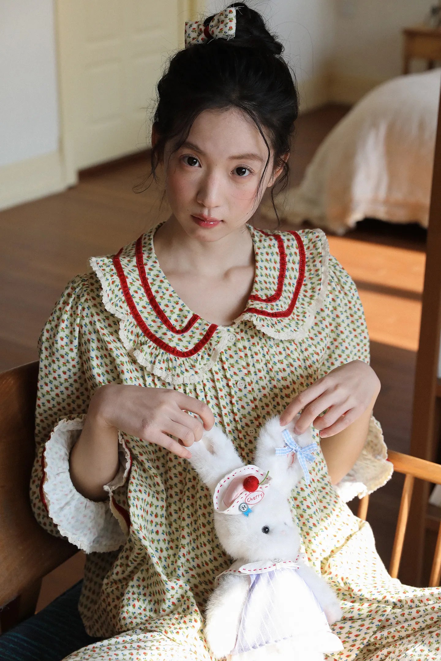 2026 new 100% cotton sweet rose floral printing home wear set princess women loose 2 pieces pajamas sets for spring summer