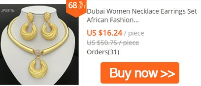 Dubai Gold Color Jewelry Set Cuban Necklace Earrings For Women Bride Wedding Jewelry Banquet Party Gift