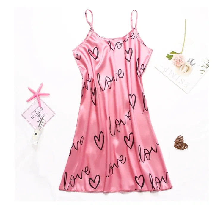 Summer Women Fashion Lace Sexy Sleeveless U-Neck Spaghetti Strap Lingerie Sain Sleepwear Comfortable Nightwear Home Clothes