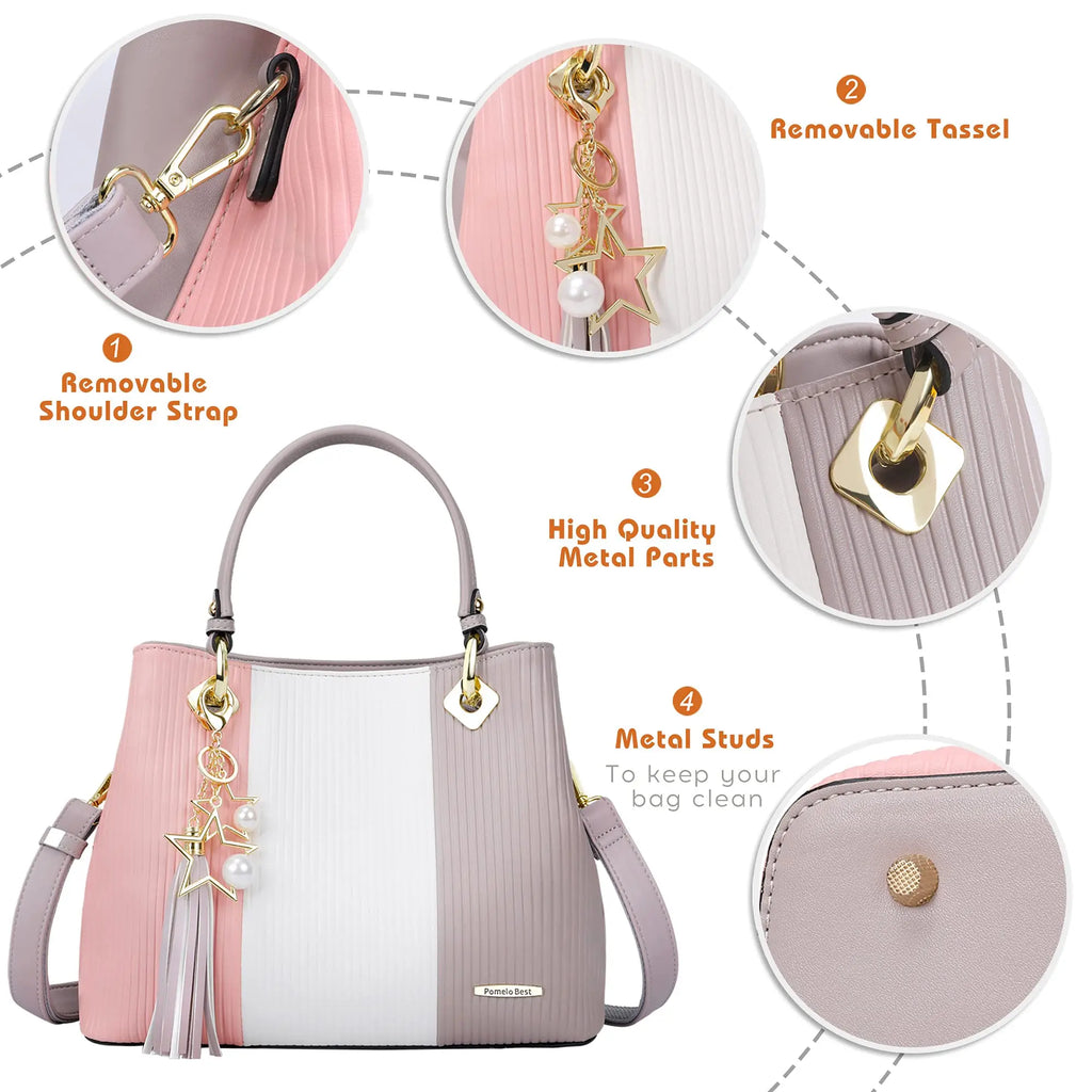 Ladies Large Tote Handle Bag Women PU Leather Tote Handbags with Multiple Pockets Waterproof Female Tote Shoulder Bags