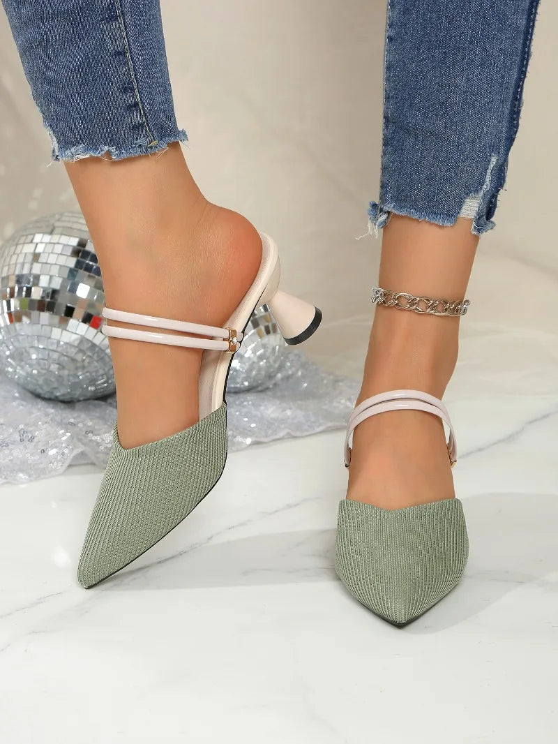 2025 Plus Size Women's Shoes Closed Toe Women's Slippers Elegant Dress Slippers Women Pointed Toe High Heels Modern Sandals