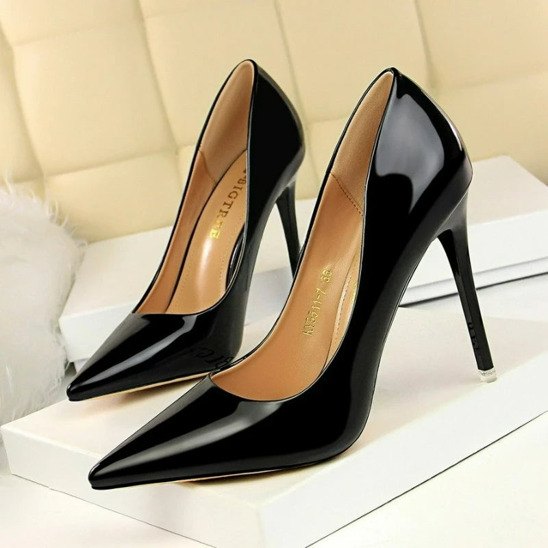 Women's Pumps Patent Leather High Heels Fashion Women Wedding Shoes Silver Gold Sparkly Shoes Stiletto 7.5cm 10.5cm Women Shoes