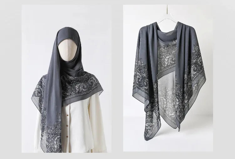 Fashion Muslim Chiffon Hijabs for Women Quadrate Shawl Long Wrap Handscarf Versatile Sunscreen Scarf