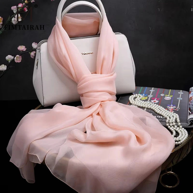 Nude pink silk scarf fashion women Neck female soft elegant  solid color  Hangzhou 100%  silk scarf shawl long  spring autumn