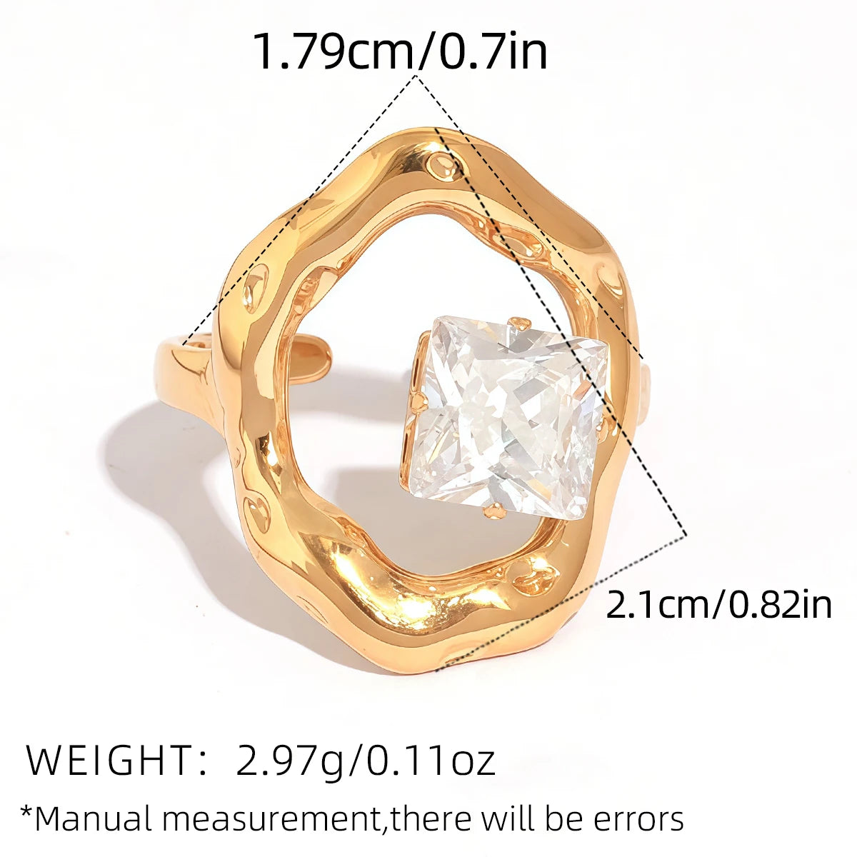 Statement Stainless Steel Delicate Shiny Cubic Zirconia Ring For Women High Quality 18K Gold PVD Plated Finger Jewelry Gift