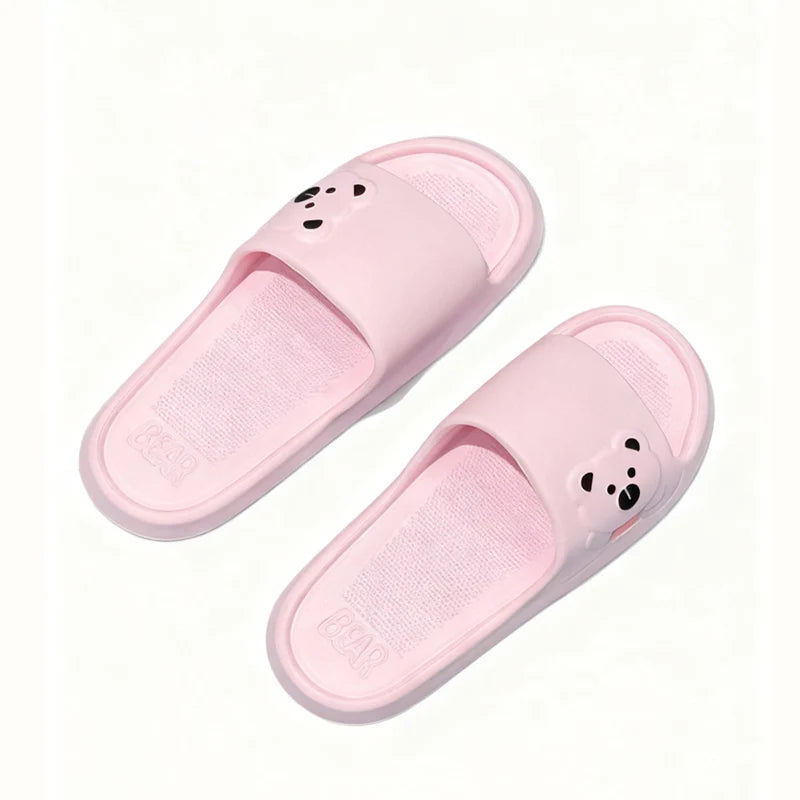 Summer Cartoon Bear Indoor Slippers for Women Lightweight Soft EVA Slides Woman Comfort Home Bathroom Non Slip Slippers