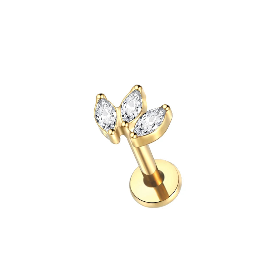1Pc Titanium Ear Cartilage Stud Earrings for Women Internal Thread Zircon Flower Ear Lobe Tragus Helix Lip Rings Jewelry 16G
