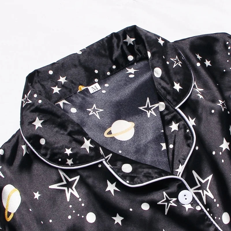 Spring Autumn pajama women Silk Satin pajamas set Long sleeve Shirt with Trouser Sleepwear Loungewear Female Pyjamas Suits Mujer