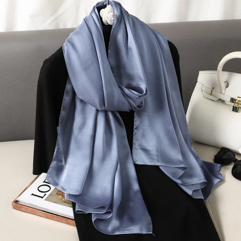 90*180cm Luxury Silk Scarf - Soft Smooth Women's Shawl, Hijab, Beach Wrap, Muffler