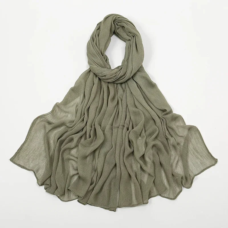 New Crinkle Rayon Hijab Muslim Scarf Women Solid Shawl Big Size Headscarf Islamic Turban Plain Foulard Headband Wrap