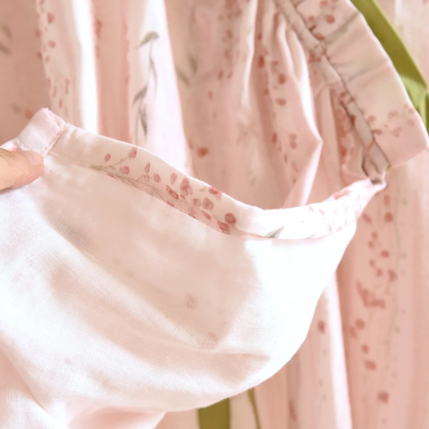 Japanese Kimono Style Pajama Set Women Ruffle V Neck 100% Cotton Crepe Loungewear Breathable Floral Sleepwear for Spring
