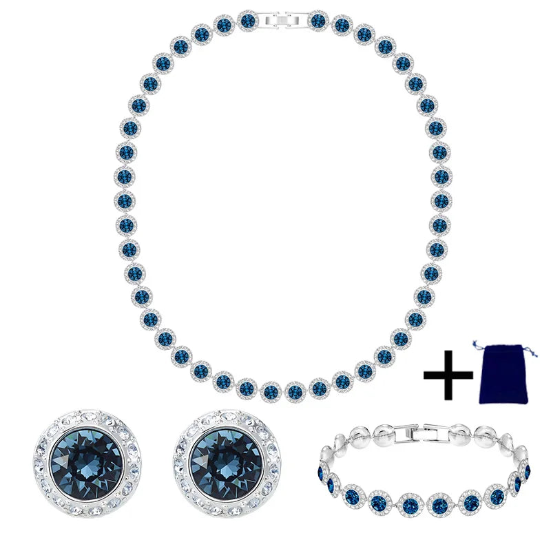 2025 New Light Luxury Round Necklace Pendant Earnail Bracelet, High Jewelry Set, Daily Wear, Party Essential - Anniversary Gift