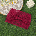 AWAYTR  Solid Color Lace Elastic Headbands Fashion Fabric Bow Wide Headband Hair Accessories For Women Knotted Hair Band