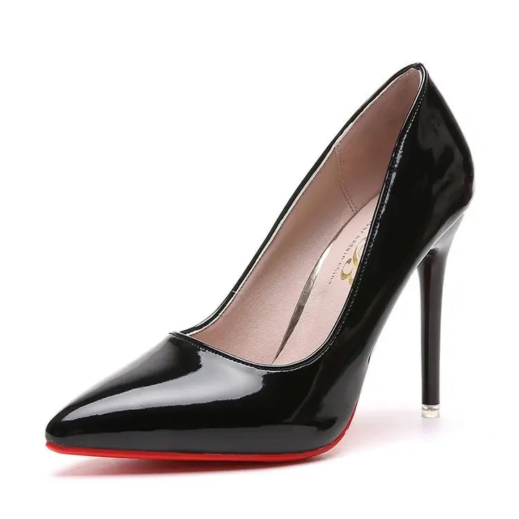 Big Size 35-45 women's shoes 2024 concise flock high heels women pumps pointed toe classic red gray ladies wedding shoes office