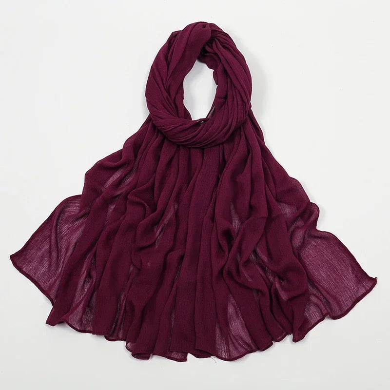 New Crinkle Rayon Hijab Muslim Scarf Women Solid Shawl Big Size Headscarf Islamic Turban Plain Foulard Headband Wrap