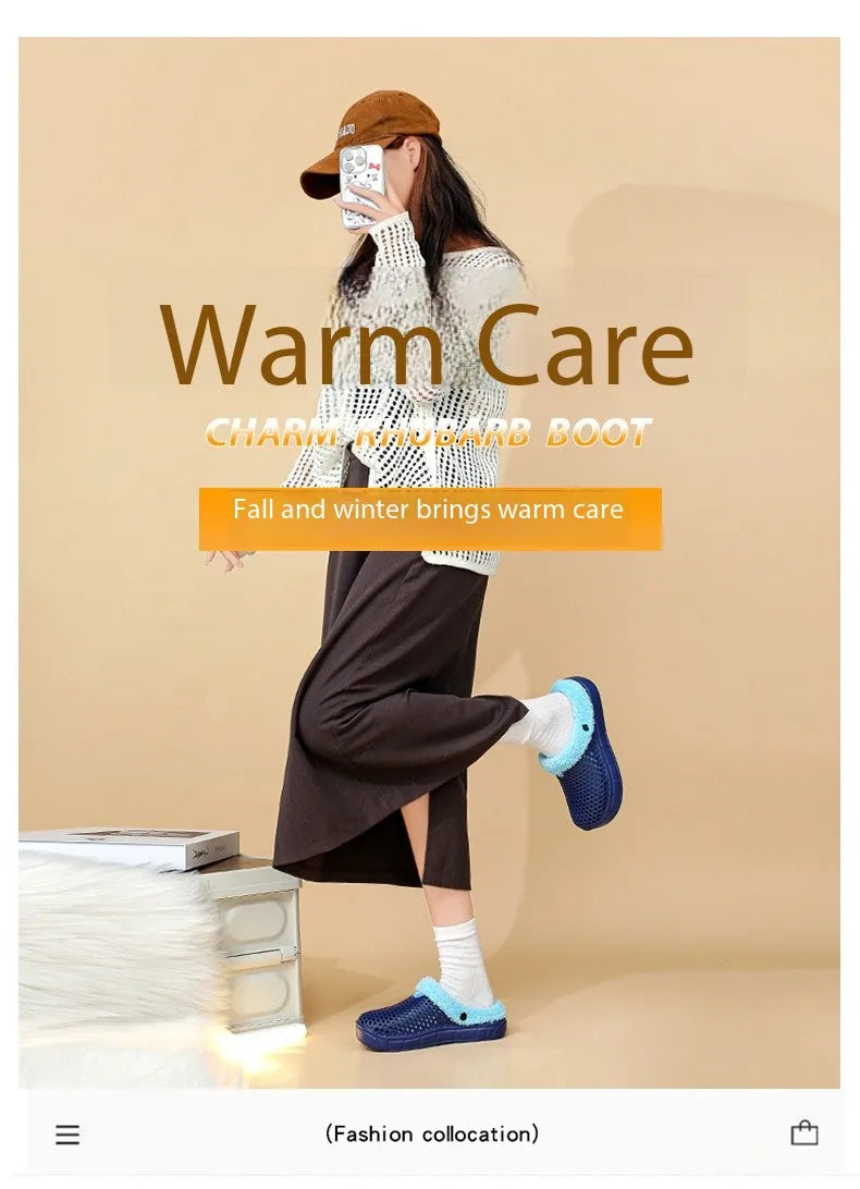Winter Couple Fuzzy Slippers Women Men, Warm Fur Lined Mule House Shoes for Indoor Outdoor Cozy Comfortable Non-Slip Soft Slippe