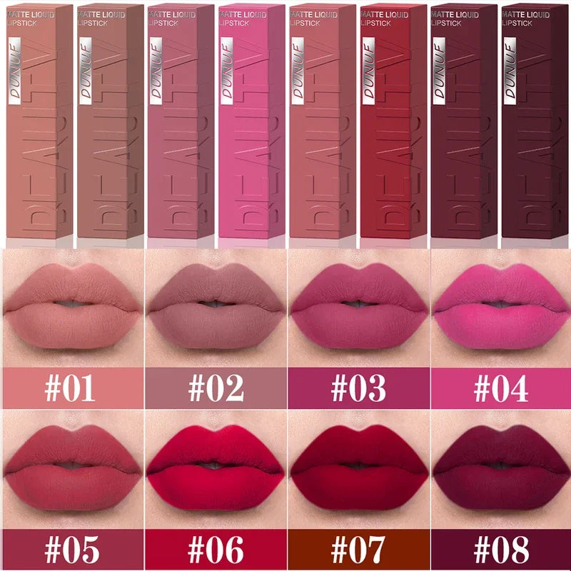 Velvet matte lip gloss matte velvet smooth easy dimensional plumping lipstick -to-apply square tube lip gloss waterproof three