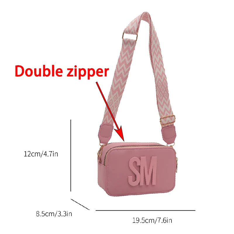 Fashion Letters Shoulder Bags for Women Leopard Print Small Square Bag Ladies Shopping Crossbody Bag Solid Color Storage Pocket