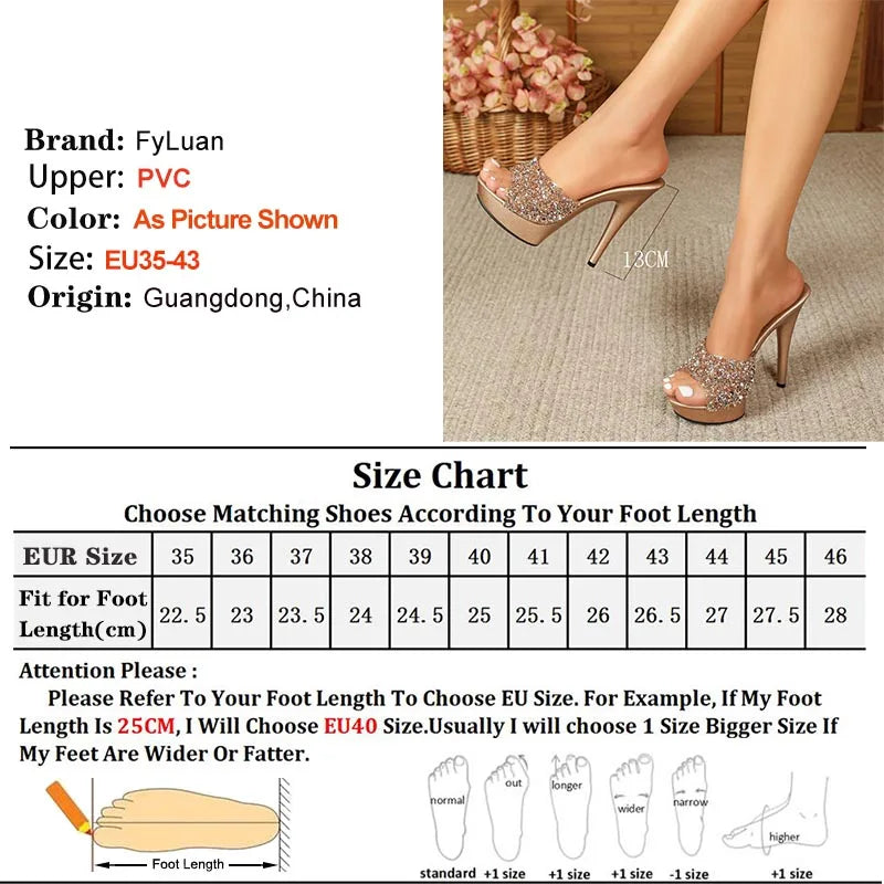 2026 New 13CM High Heels Champagne Slippers Summer Women's Wedding Banquet Shoes Sexy Stiletto Thick Platform Lady Shoes Sandals