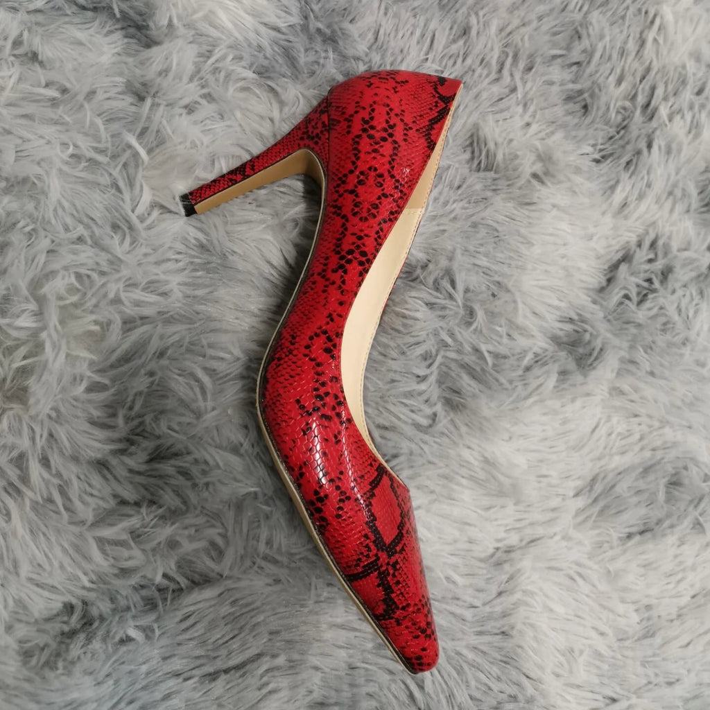 13 Style Women's Large Pumps Classic Sexy Pointed Toe 9cm mid High Heels Women Pumps Faux Black red Office Party Wedding Shoes