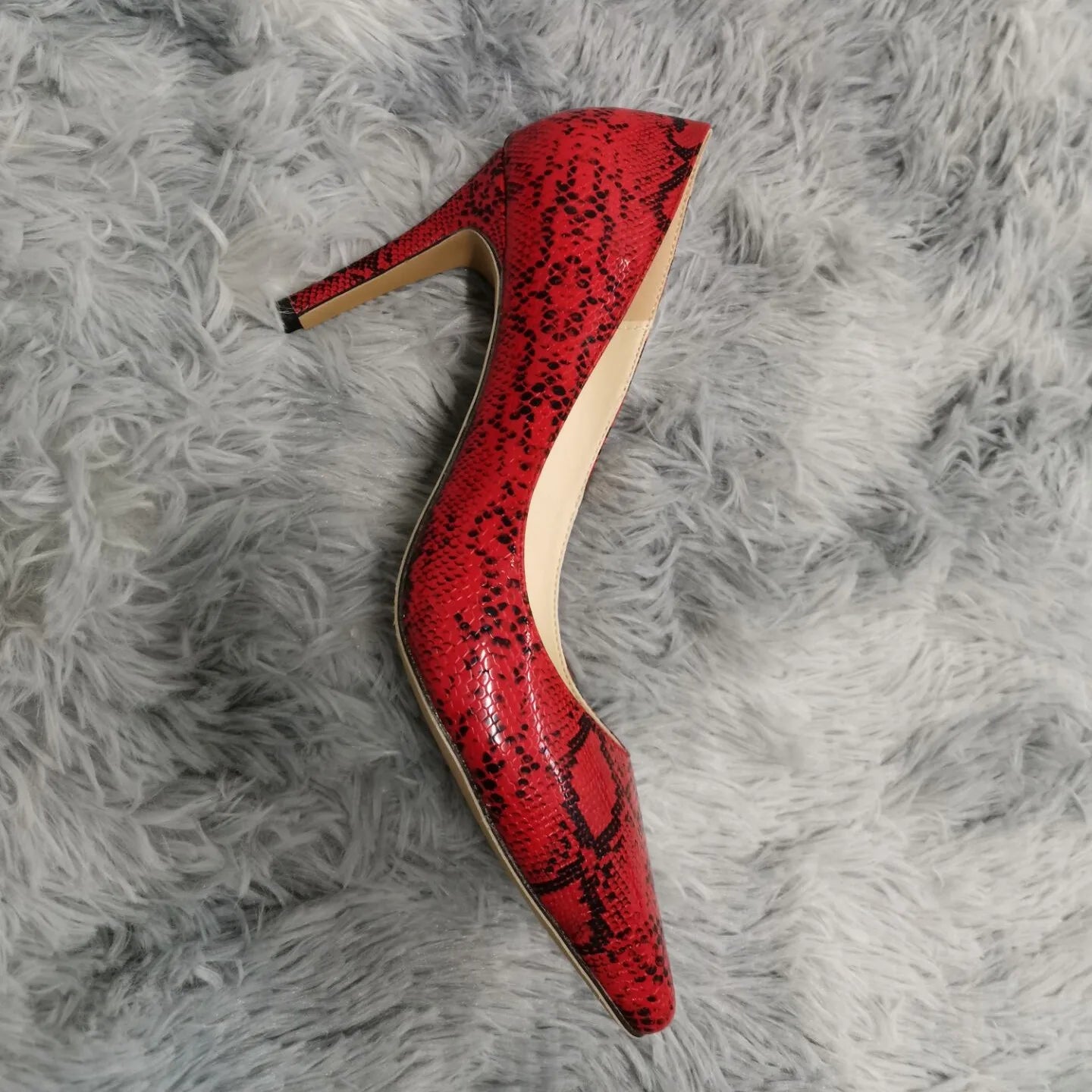 13 Style Women's Large Pumps Classic Sexy Pointed Toe 9cm mid High Heels Women Pumps Faux Black red Office Party Wedding Shoes
