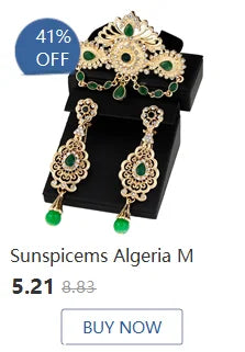 New Gold Color Algeria Bride Wedding Jewelry Set For Women Morocco Earring Necklace Brooch Arabic Traditional Jewelry