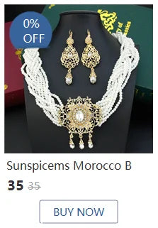 New Gold Color Algeria Bride Wedding Jewelry Set For Women Morocco Earring Necklace Brooch Arabic Traditional Jewelry