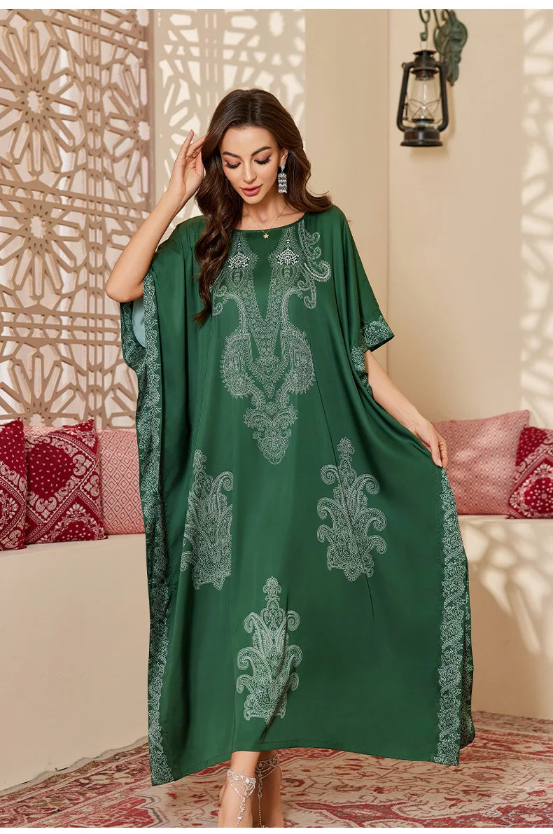 Oversize Female Long Nightgonw Sleep Dress Print Flower Satin Nightwear Home Clothes Spring Summer New Loose Bathrobe Loungewear
