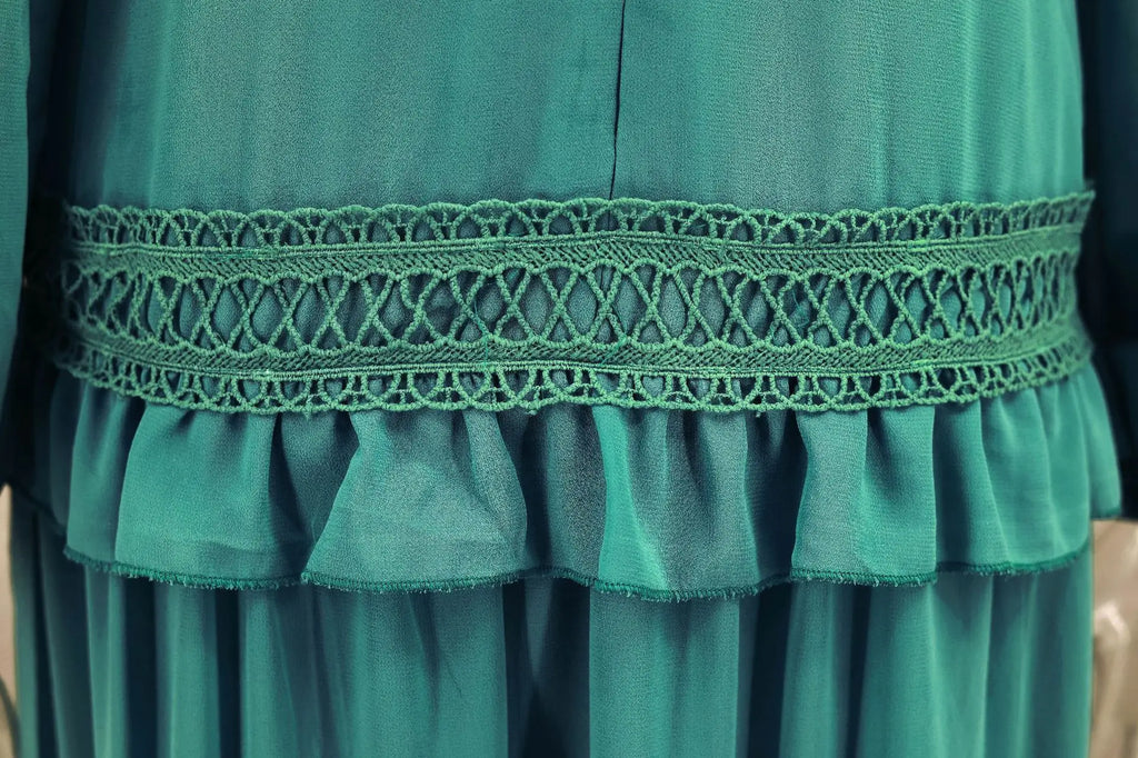 Elegant Womens Maxi Dress Ruffles Long Sleeve Hollow Out Evening Dresses Party Chic Robe Green Blue Purple New In Holiday Summer