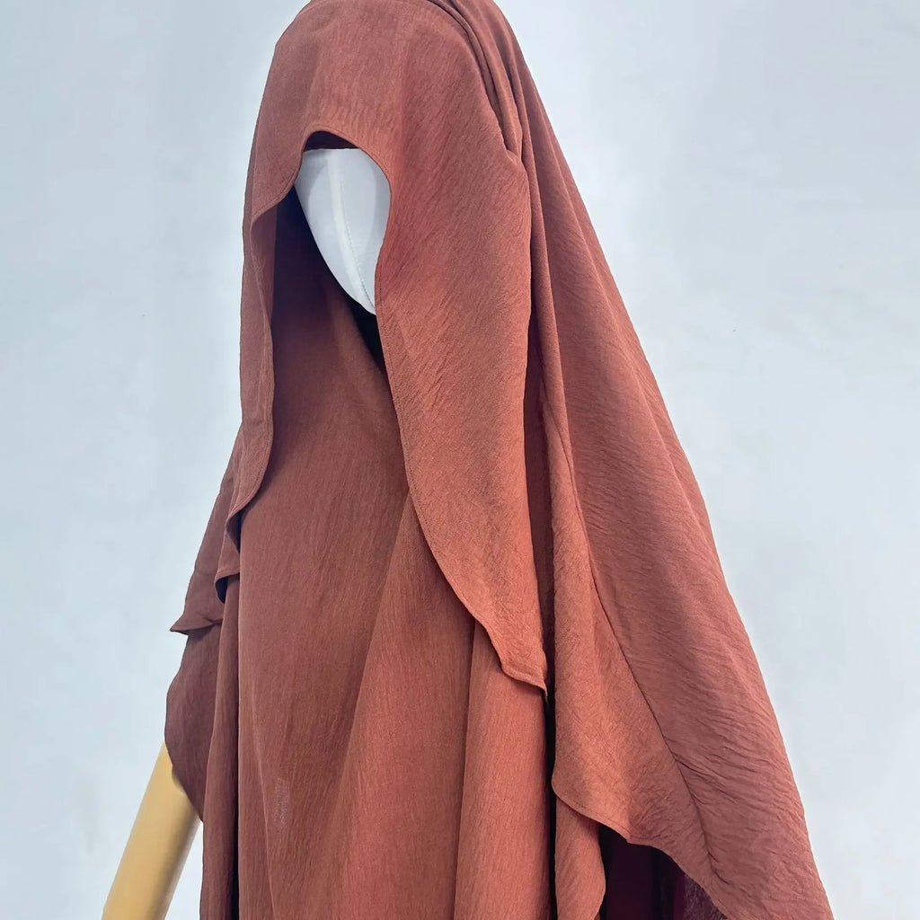 2025 Summer Muslim Women's Hijabs Traditional Soft Plain Scarf Khimar One Layer Stretch Soft Split Traditional Zip Chador