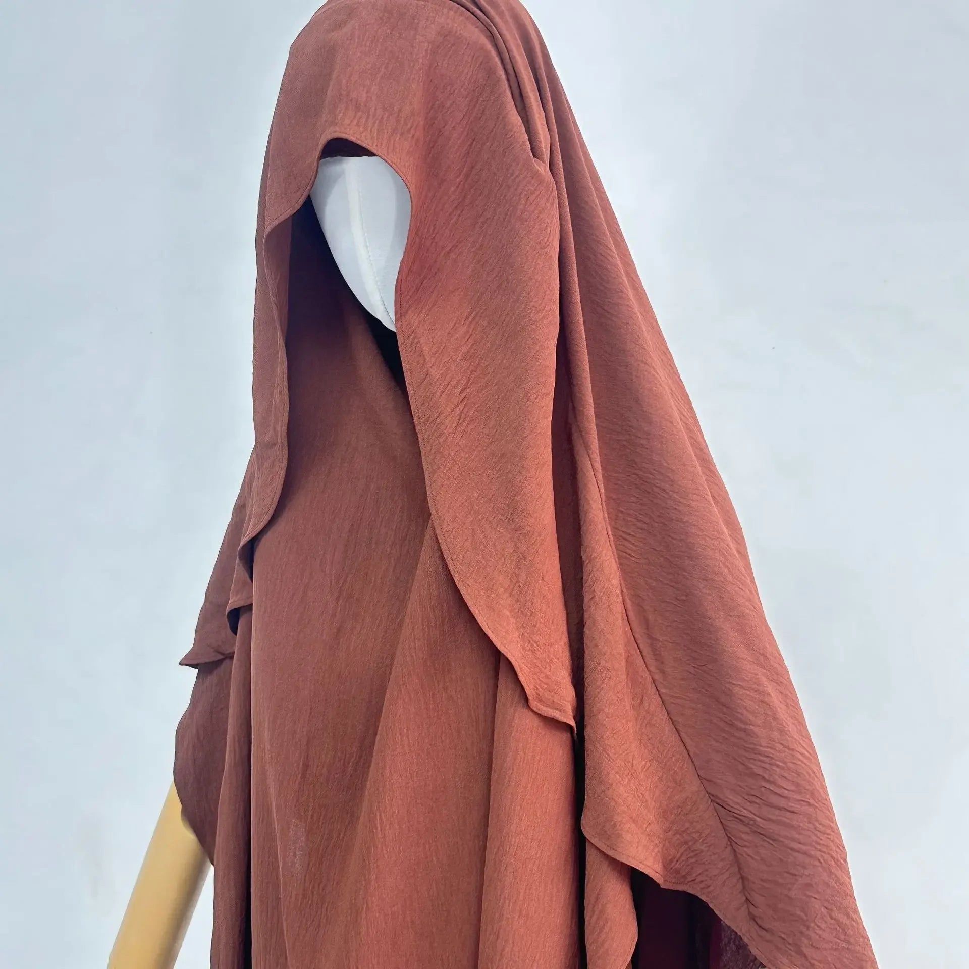2025 Summer Muslim Women's Hijabs Traditional Soft Plain Scarf Khimar One Layer Stretch Soft Split Traditional Zip Chador