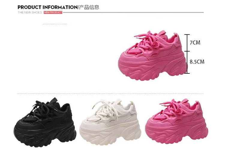 New High Platform Sneakers Women Thick Sole Sports Ladies Trainers Vulcanized Shoes Woman Chunky Sneakers Zapatillas Mujer 8.5CM