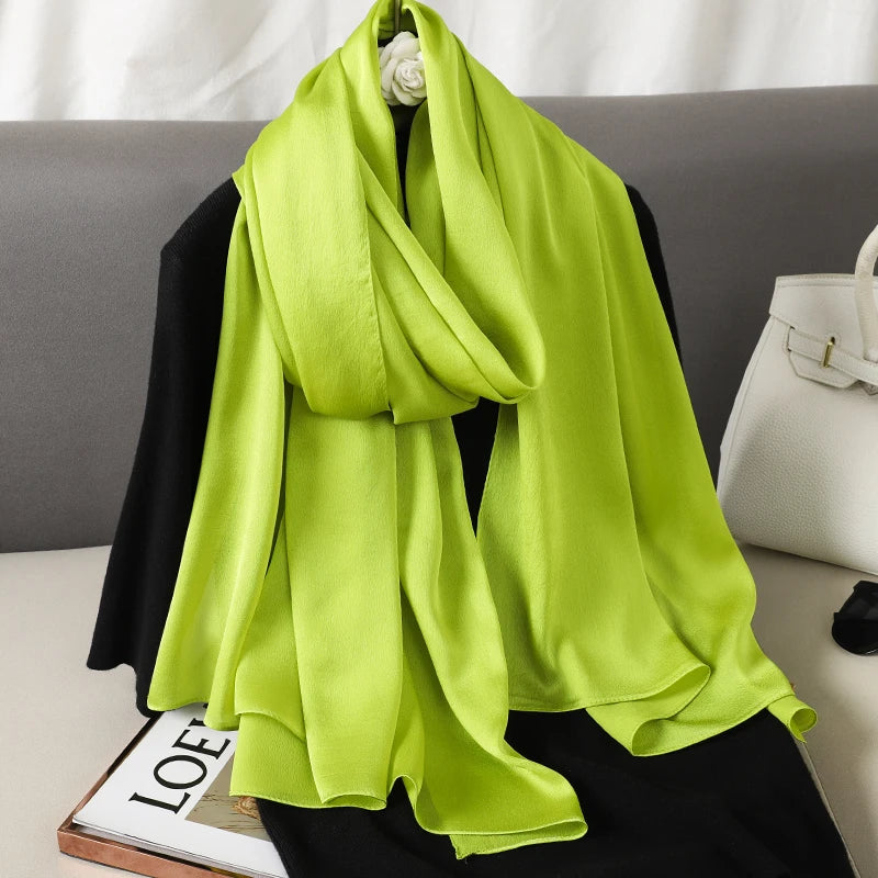 90*180cm Luxury Silk Scarf - Soft Smooth Women's Shawl, Hijab, Beach Wrap, Muffler