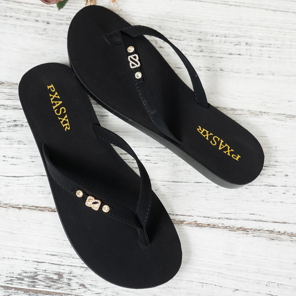 Women's Thong Slippers with Crystal And S Embellishments Comfortable Lightweight for Summer Beach Home Casual Fashionable