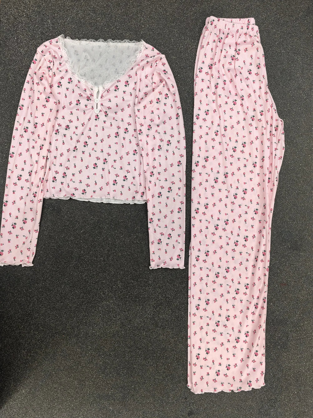 Women Sexy Floral Print Pajama Sets Soft Comfortable Long Sleeve Top and Pants Loungewear Sleepwear Two Piece Set Homewears