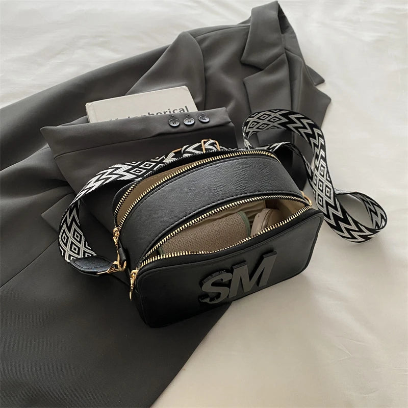 Fashion Letters Shoulder Bags for Women Leopard Print Small Square Bag Ladies Shopping Crossbody Bag Solid Color Storage Pocket