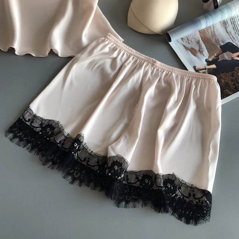 1 set of women's sleepwear set, fashionable V-neck lace sexy sleepwear, sleepwear pants set, new comfortable sleepwear