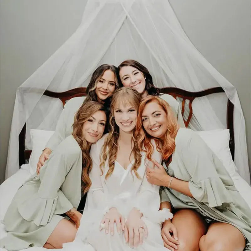 Personalized Bride Bridesmaid Robes Chiffon Ruffle Trim Kimono Birth Flower Ruffle Robe Set Bridal Shower Proposal Dressing Gown