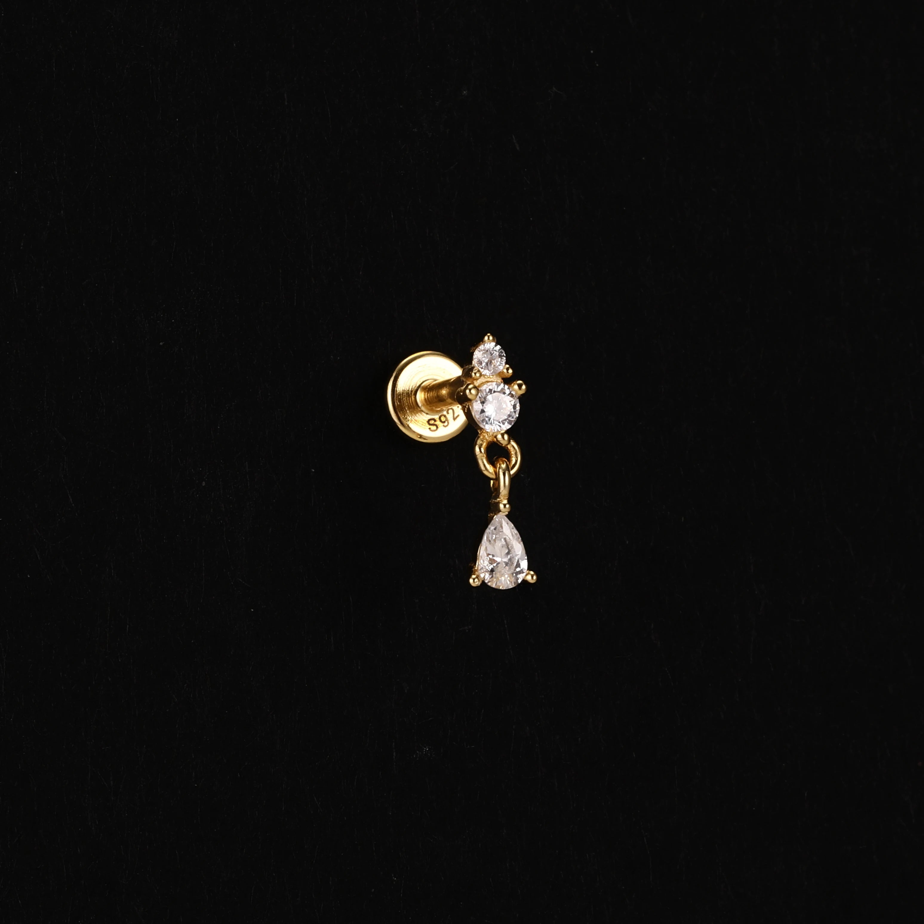 AIDE Heart Round Ball Flat Helix Piercing Earring 925 Sterling Silver Ear Studs Geometric Zircon Exquisite Trinket Studs Aretes