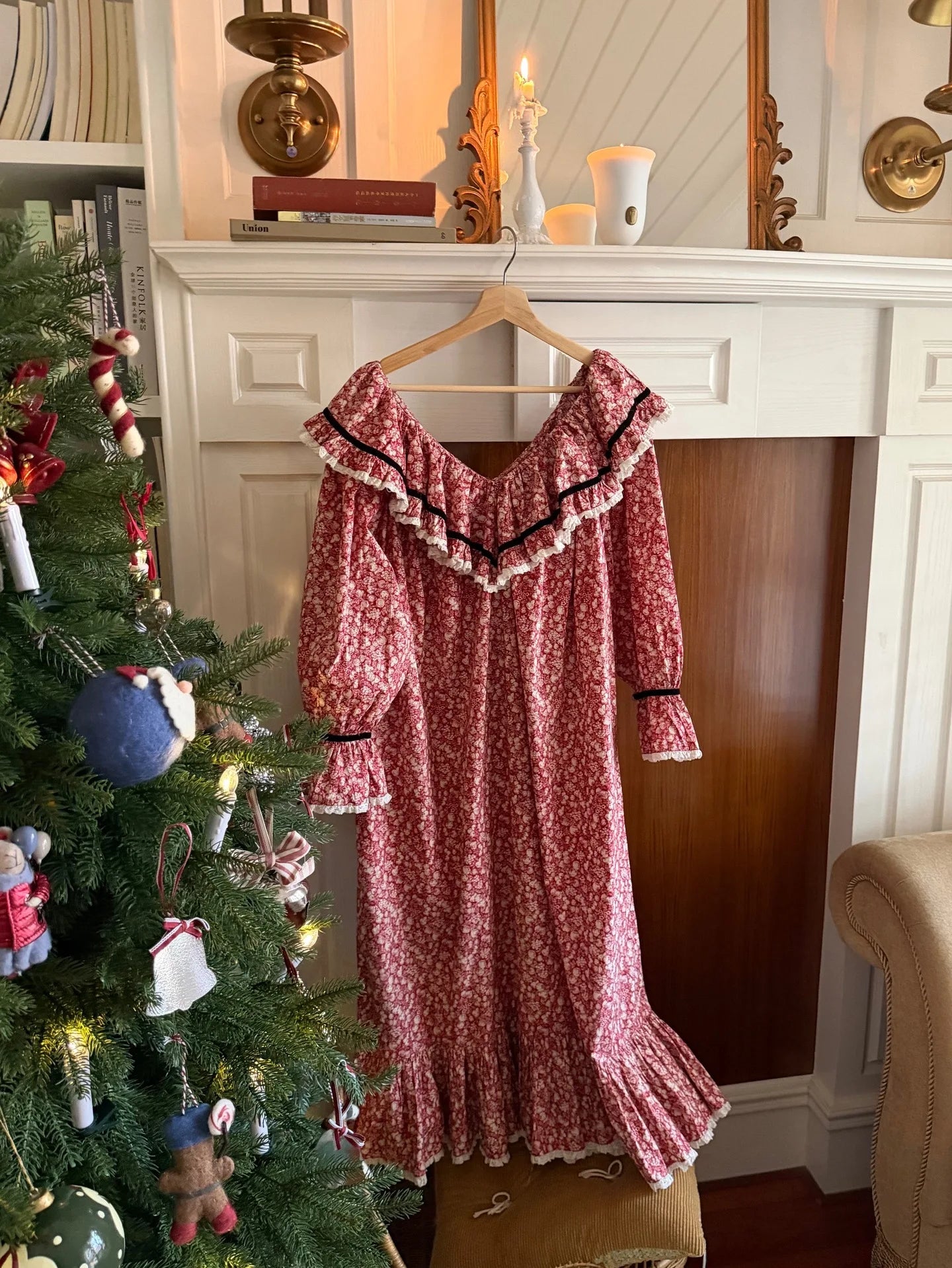 100% Pure Cotton Nightgown Women 2026 New Arrival Spring Summer French Retro Sweet Flower Printed Nightdress Loungewear