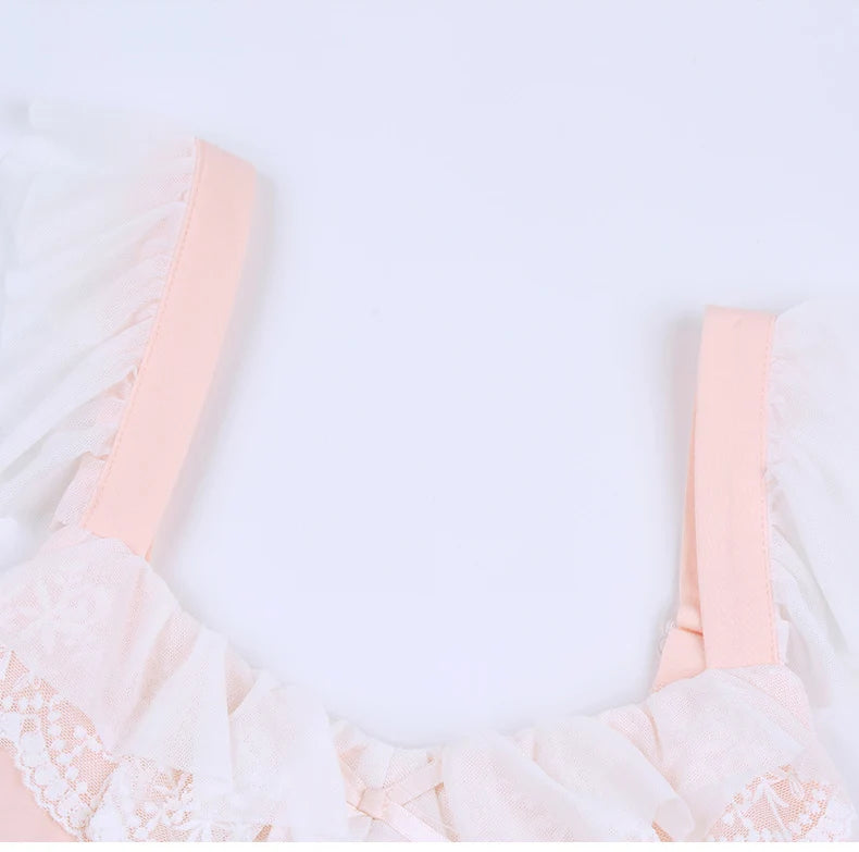 Cotton Sleepshirt Lady Sexy Chemise Sleepwear Lace Flower Patchwork Nightdress Home Dressing Gown Summer New Lingerie Nightwear